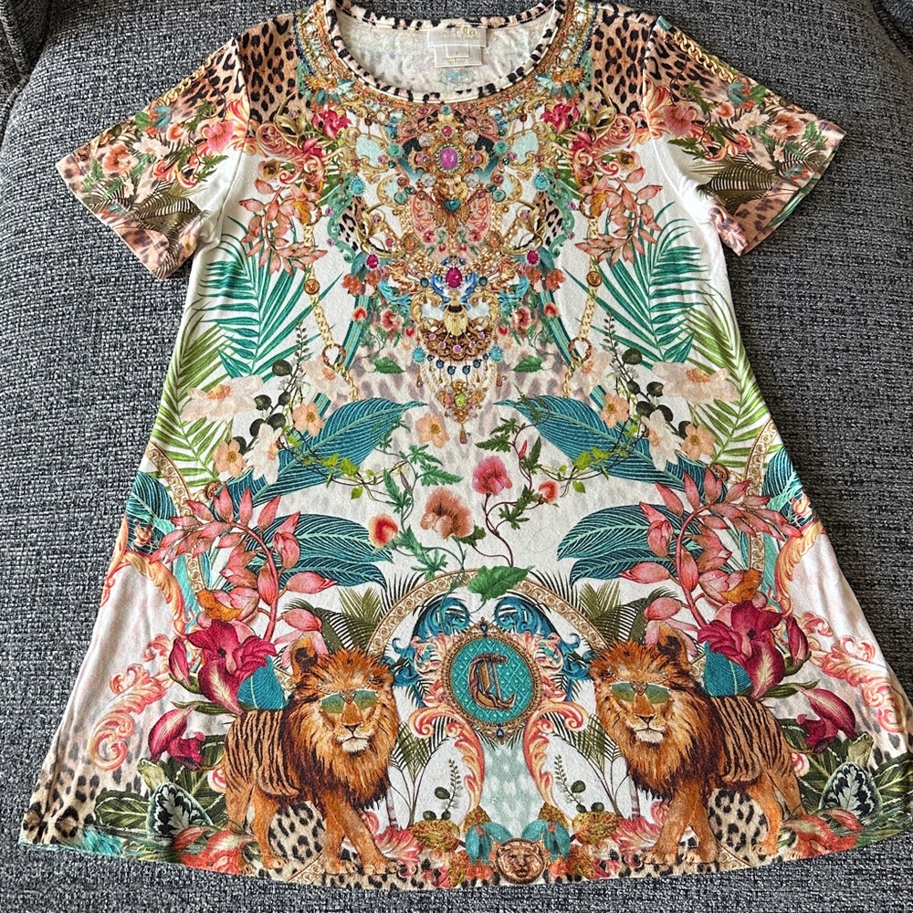 Girls' Multicolor Tropical Lion Print Dress